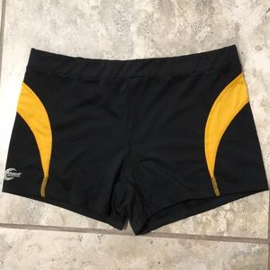 Black/yellow practice shorts spandex